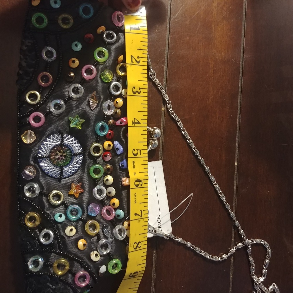 GEM Clutch Beaded Purse with Seashells T6 - Picture 7 of 9
